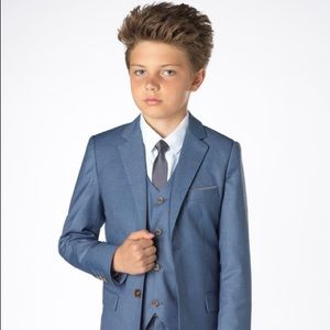 Boys blue five-piece suit - Paisley of London Sampson in Chambray